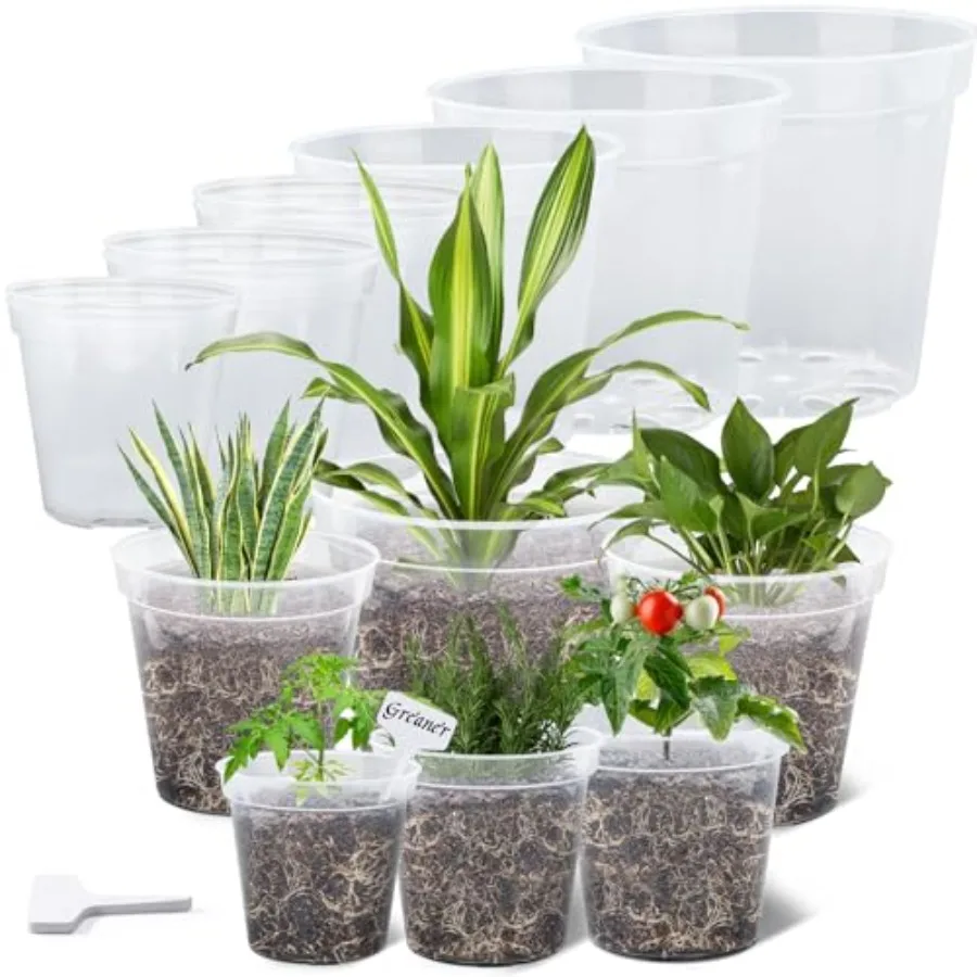 

Nursery application, plastic material, clear color, durable and versatile for indoor and outdoor plants