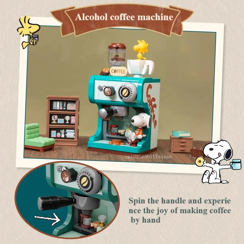 Snoopy Bausteine Anime Cartoon Retro Maschine Serie Puzzle Montage Desktop Ornament Modell kinder Spielzeug Urlaub Geschenke