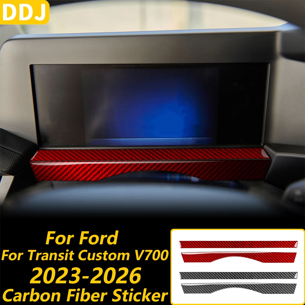 For Ford Transit Custom V700 2023-2026 Red Carbon Fiber Instrument Speedometer Panel Decorative Strips Car Accessories Sticker