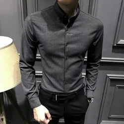 Shirts For Men Business Striped Plain Man Shirt Fashion 2025 With Collar Sale Cheap Things Stylish Hot Aesthetic Regular Brand