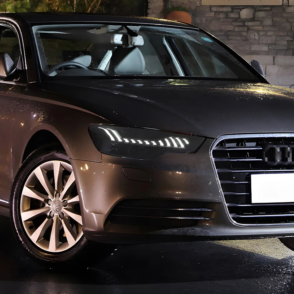 

Автомобильные фары для Audi A6 C7 A6L S6 2012-2015, светодиодные передние фары автомобиля в сборе, обновление в стиле A7, аксессуары с двумя линзами проектора