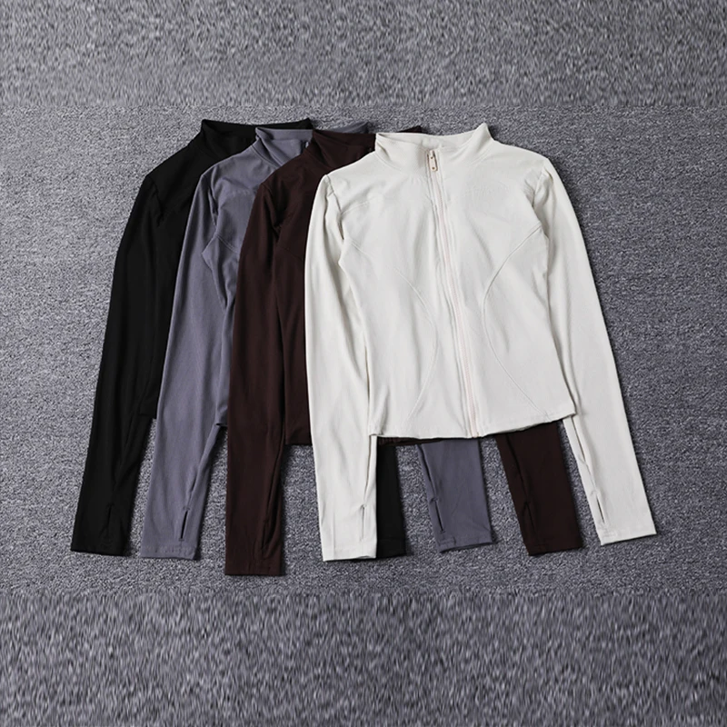 

New Fashion Slim Fit Women Yoga Jacket Long Sleeve Gym Breathable Workout Top Quick Dry Sports Coat Full Zip