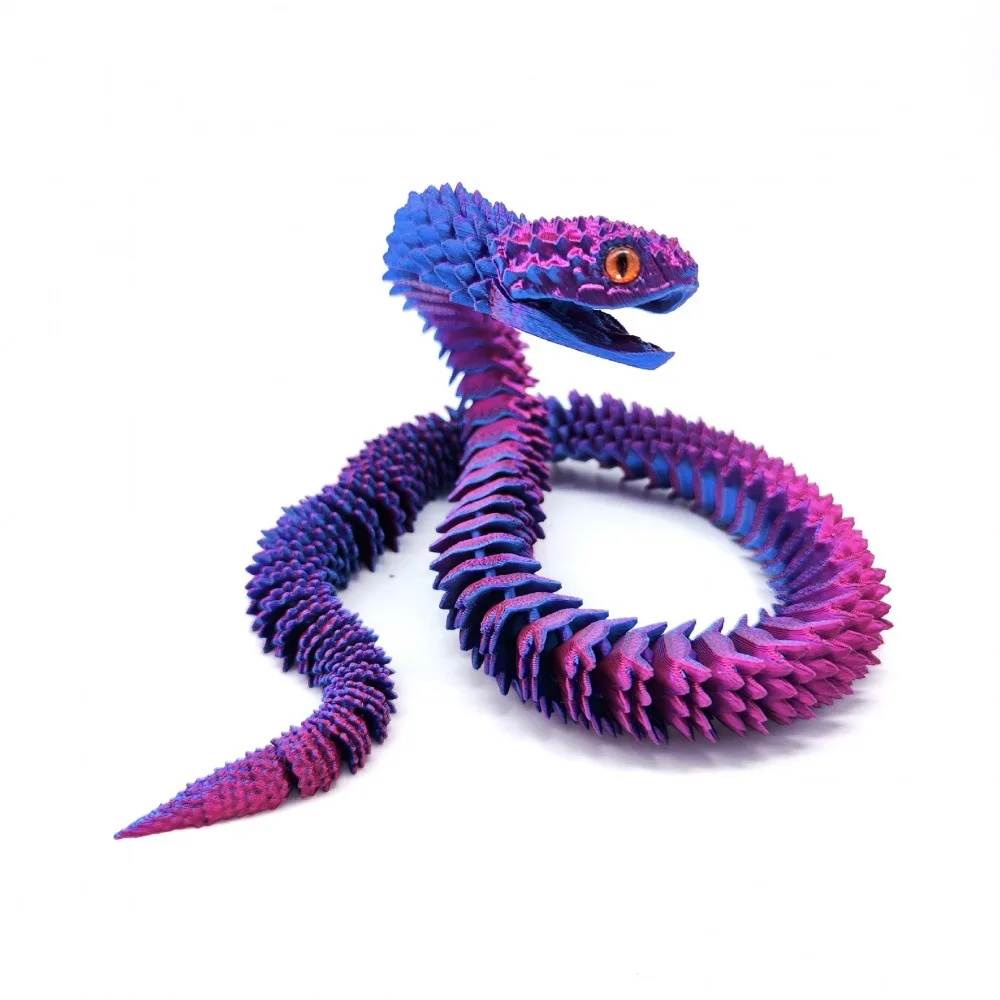 3D Printed Viper Mouth Can Move, 11.8Inches 3D Printed Snake, -Home Office Decor Executive Desk Toys (Random Ey
