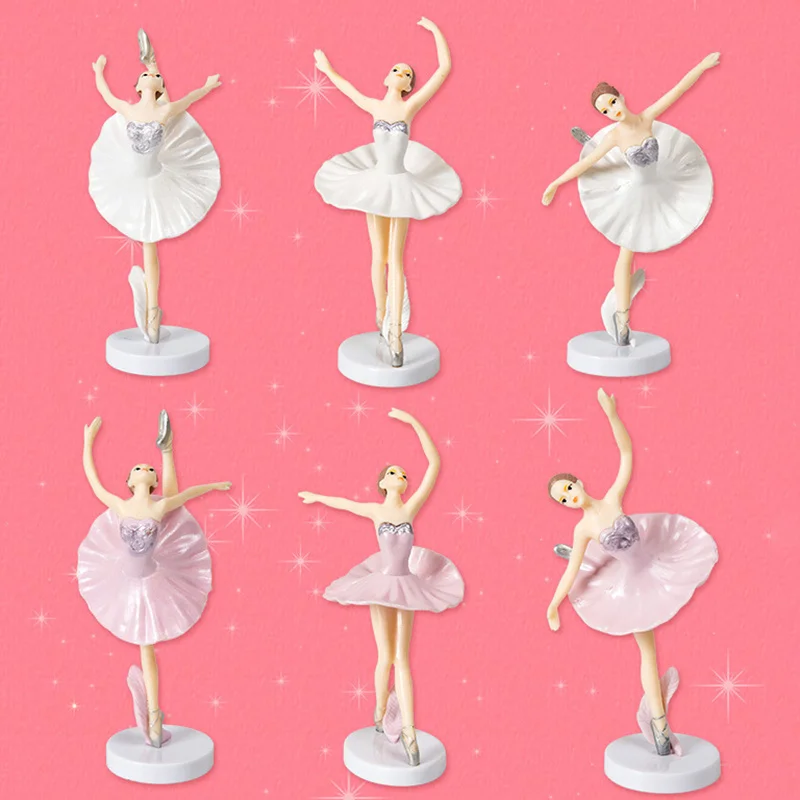 3 Pcs Ballet Girl Cake Toppers with Base Miniature Figurine Toys Figurines Playset Cake Decoration xqmg