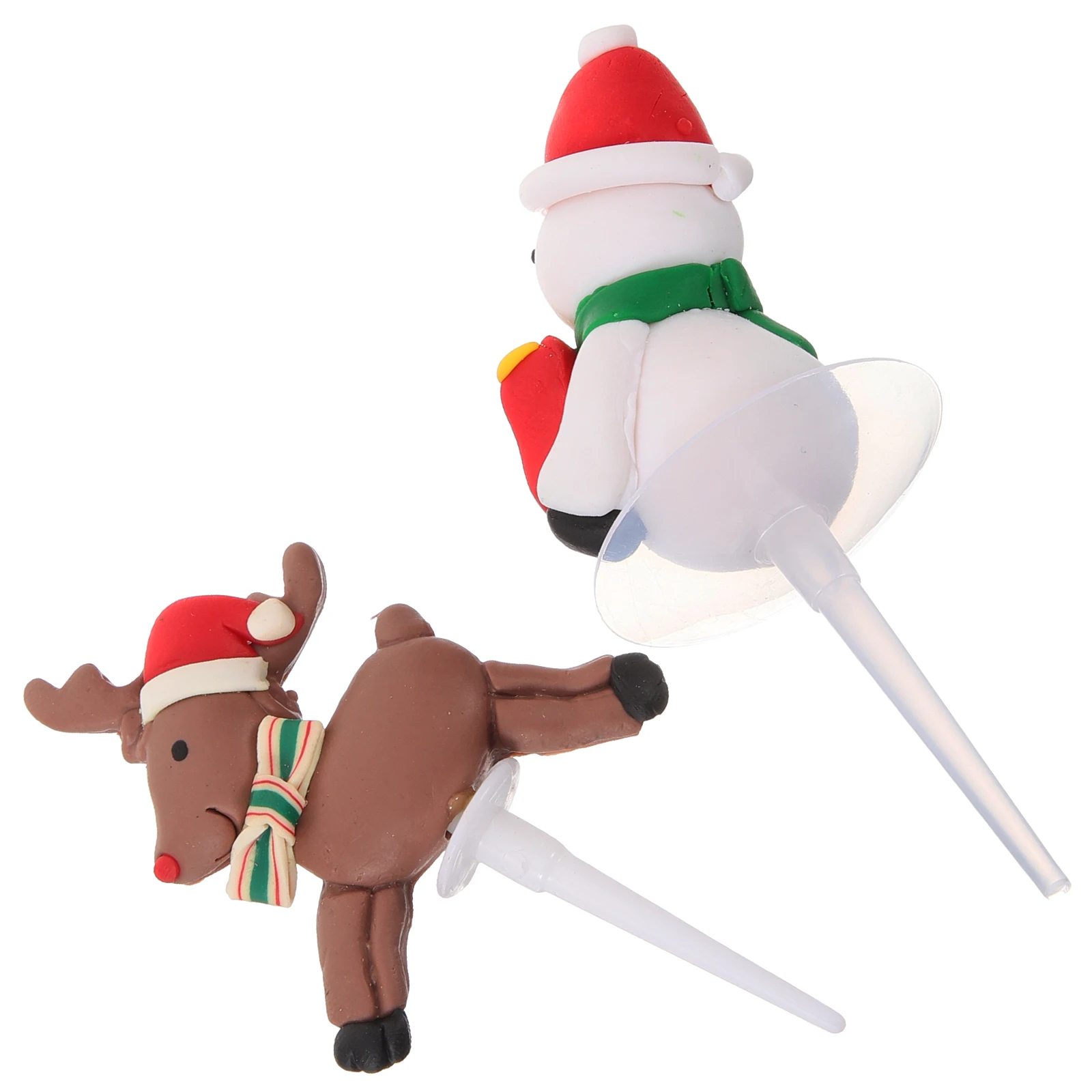 

2Pcs Soft Clay Ornaments Cute Christmas Cake Toppers for Cupcakes Cookies Desserts Birthday Party Decorations Table Desktop
