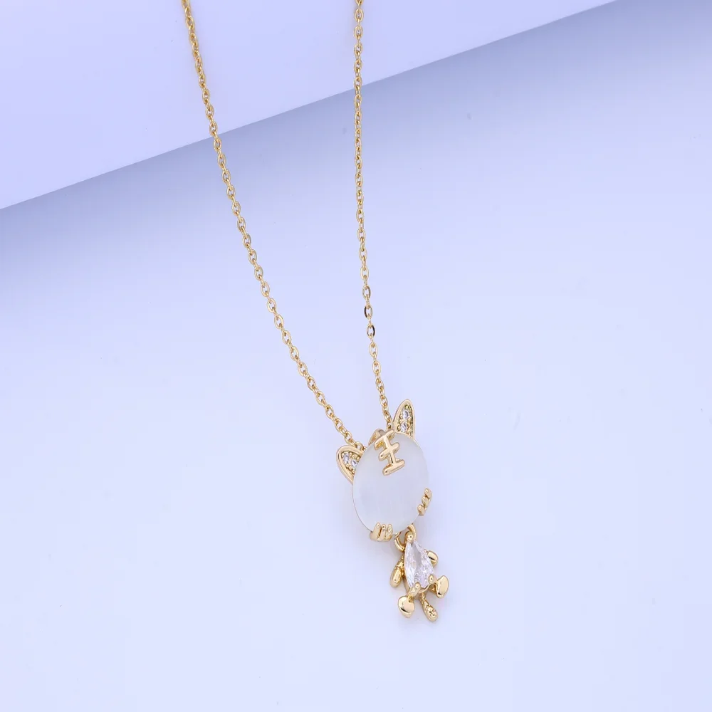 Hermoso collar para mujer - Collar de acero de titanio con colgante de tigre pequeño de ópalo de diseño de lujo ligero japonés y coreano con Del