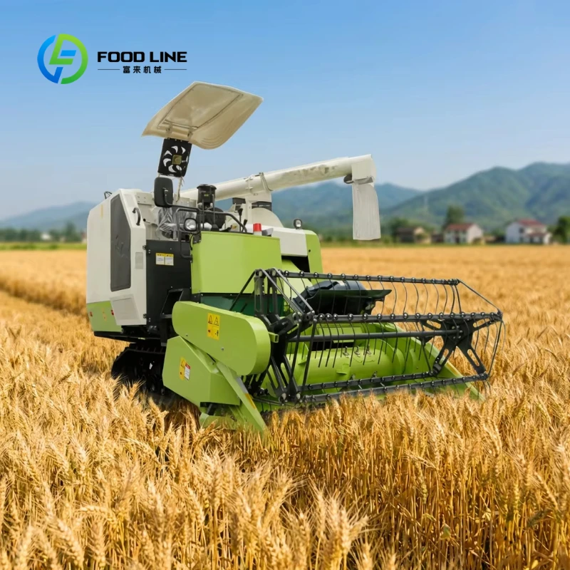Customized Agricultural Full Feed Combine Harvester Vertical Axis Threshing Roller Crawler Rice Wheat Harvester