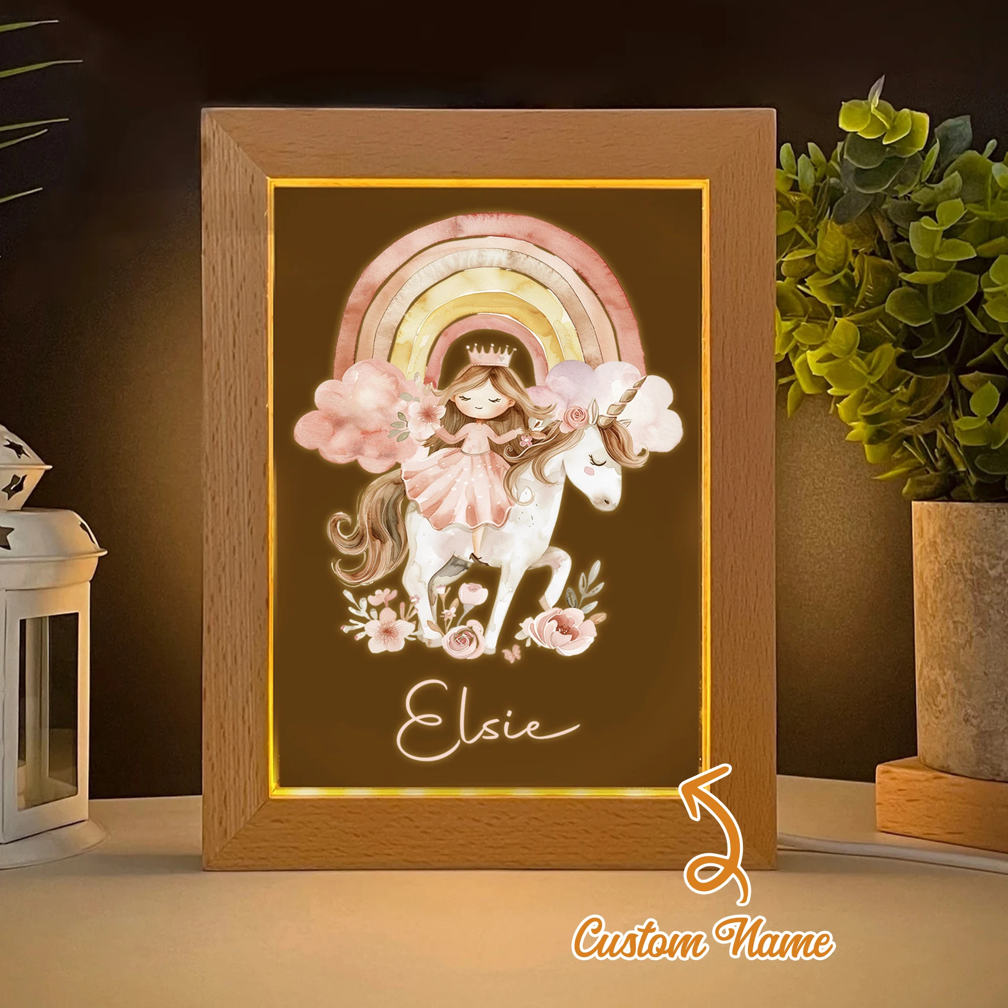 

Personalized Princess Name LED Night View Photo Frame Custom Gift Family Living Room Bedroom Dining Room Home Decoration