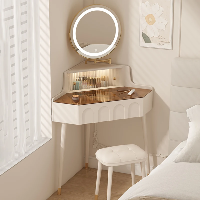 Meja Rias Rias Mewah Kursi Putih Samping Tempat Tidur Meja Rias Modern Belajar Furnitur Pernikahan Kayu Kopi Murah Nyaman