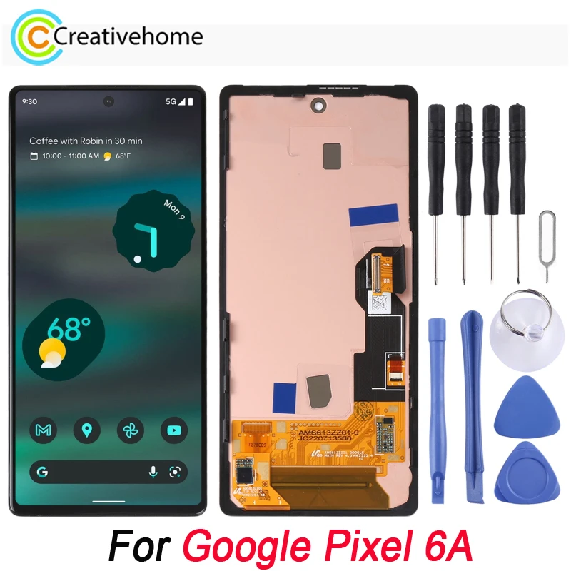 For Google Pixel 6A LCD Screen Display and Digitizer Full Assembly Replacement with Frame For GX7AS GB62Z G1AZG Model