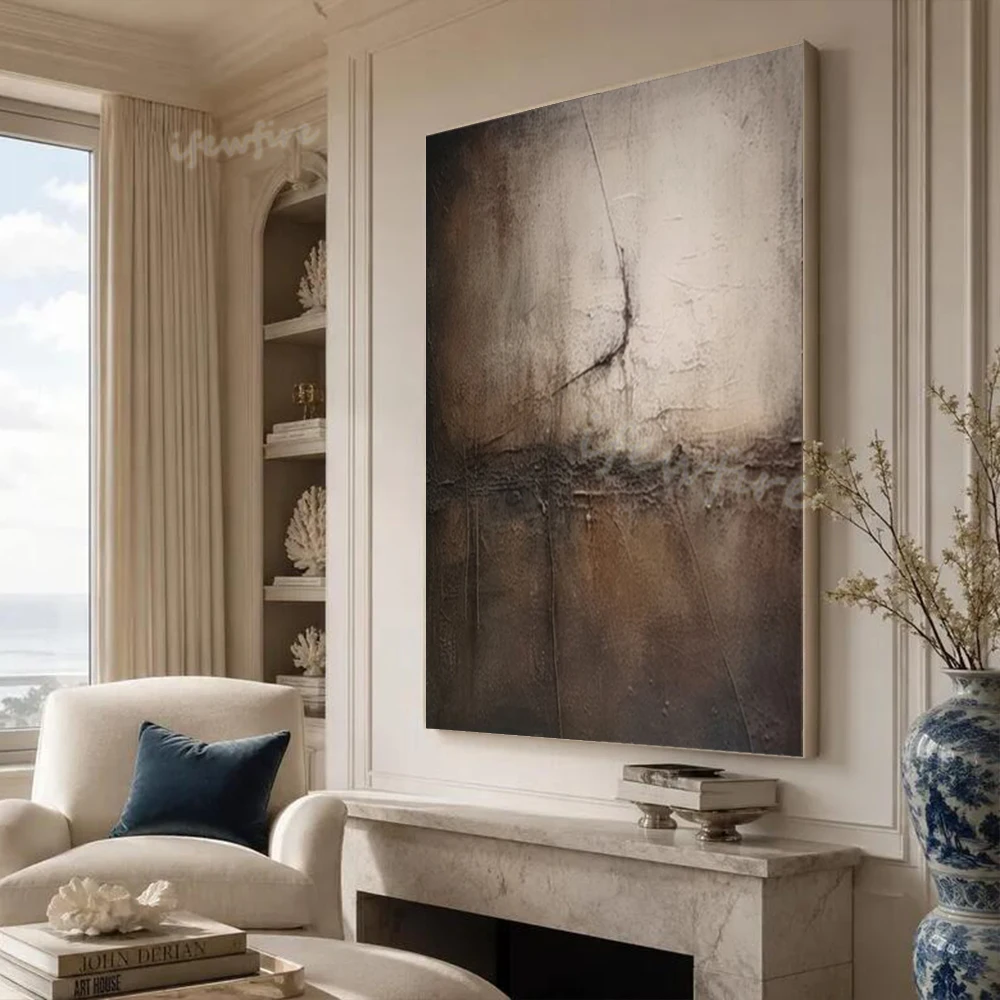 Modern Abstract Oil Painting Dark Brown Canvas Mural 100% Handmade Wall Art Picturfor Living Room Decor Image Unique Artwork