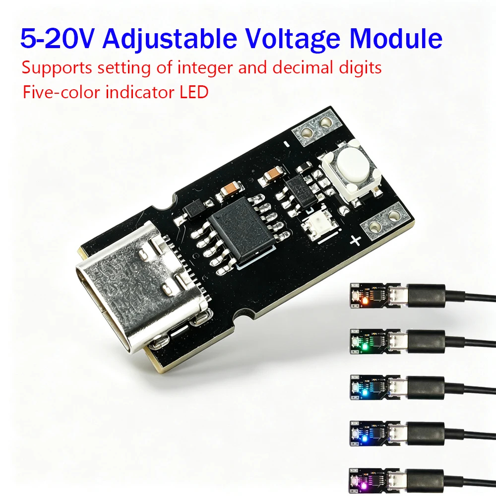 Adjustable Voltage Module PD QC Power Distribution Board with One-Button Voltage Adjustment and Five-Color Indicator Lights for