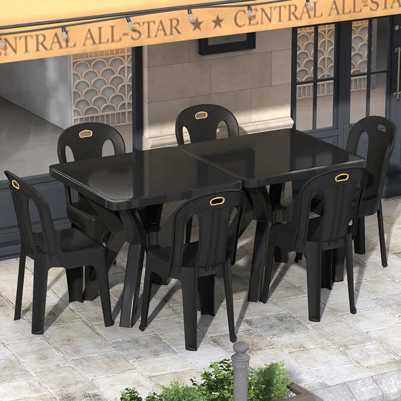 

Outdoor plastic table and chair combination dining table dining chair thickened non-slip large food stall table chair set