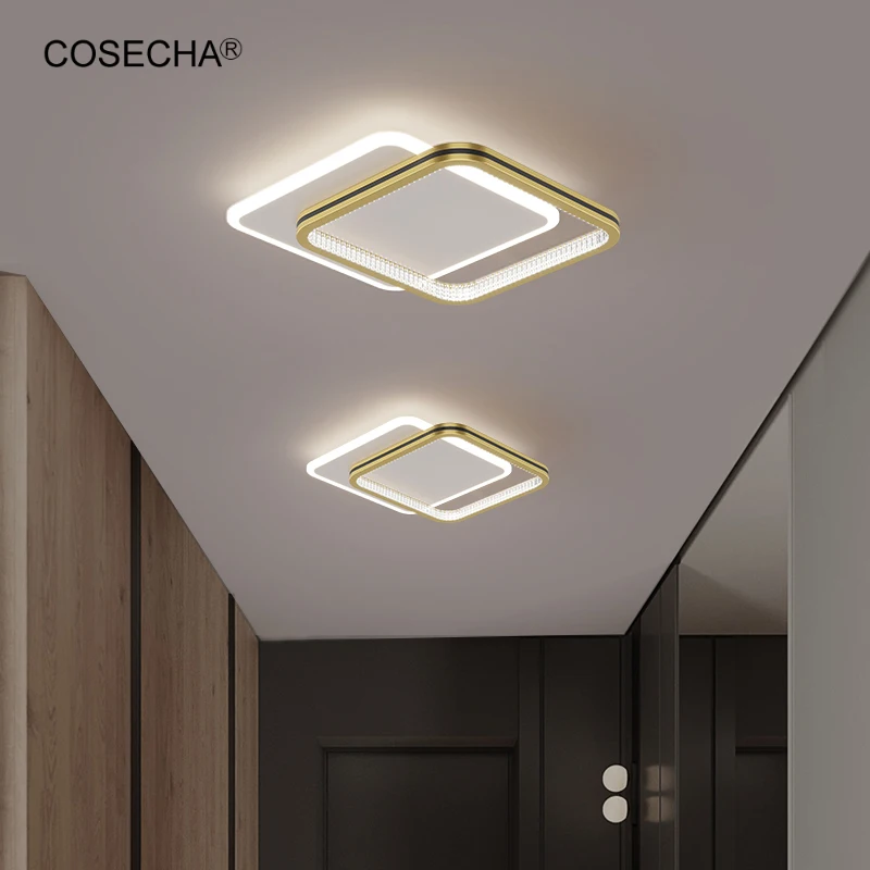 

Square Led Ceiling Lights Modern Gold Hallway/Corridor Ceiling Lamps Black Flush Mount Round Light In Entryway/Staircase/Balcony