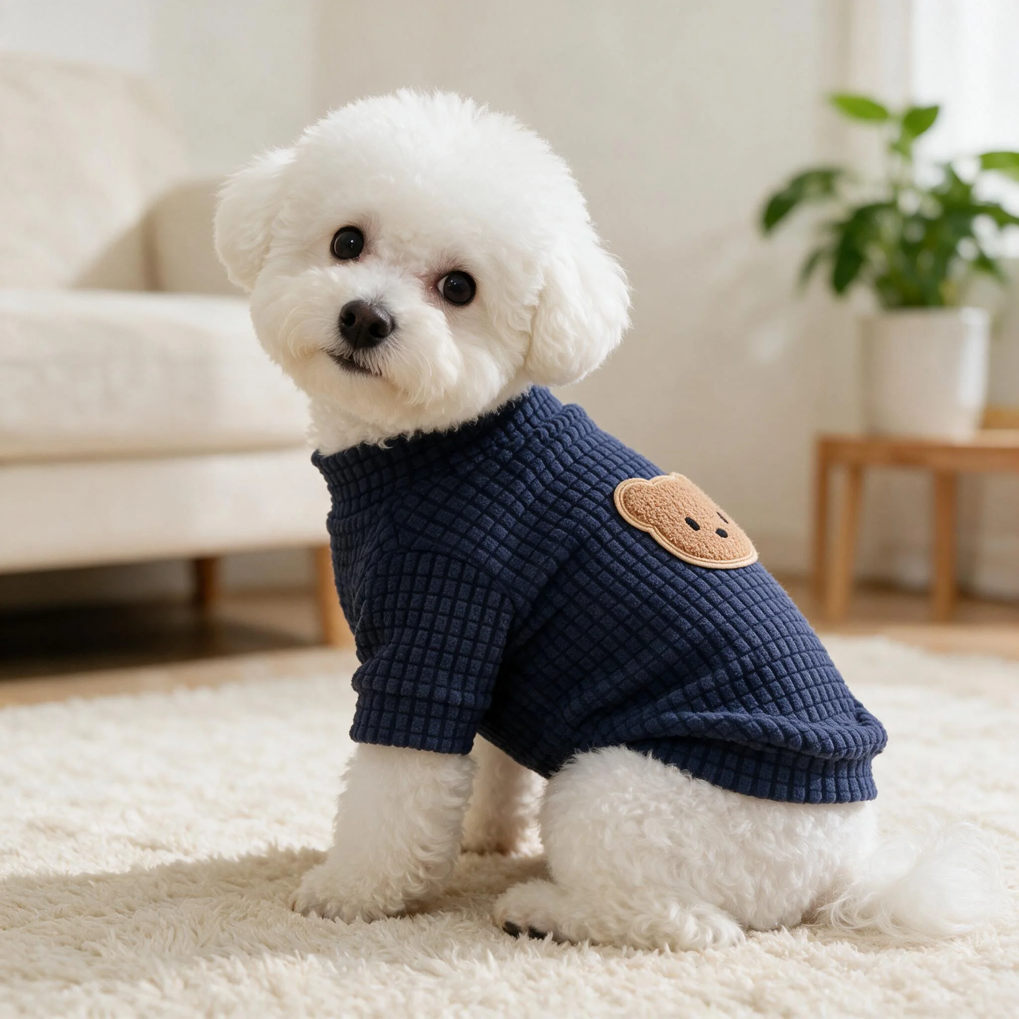 Waffelstrick-Hunde-T-Shirt, Braunbär-Handtuch-Stickerei-Oberteil, Kurzärmelig, Geeignet für Kleine und Mittelgroße Hunde – Detail 5