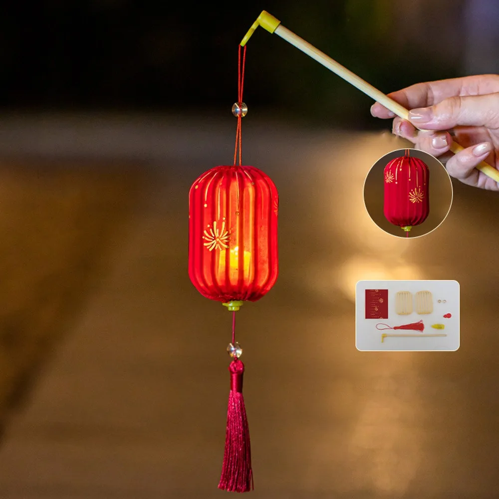 

2026 Horse Year New Year Lantern Chinese Style Handmade DIY Handheld Lantern Small Lanterns with Tassel Luminous Cloth Lantern