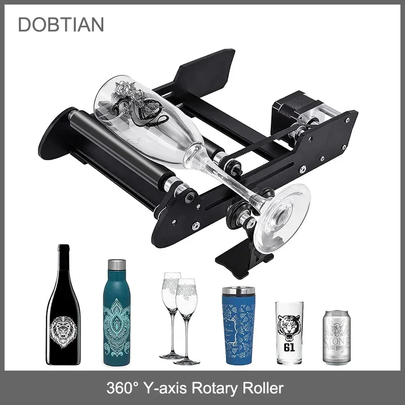 Y-axis Rotary Roller For Laser Engraver, 3mm-200mm Engraving Diamete 360° Rotating Machine For Cans, Eggs, Cylinders, Pen