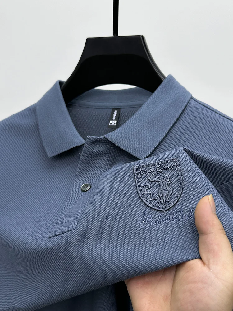 Light Luxury Brand Lapel Men's Short-sleeved High-quality Summer Wear Trendy Shield Embroidered Men's T-shirt Fashion Polo Shirt image 2