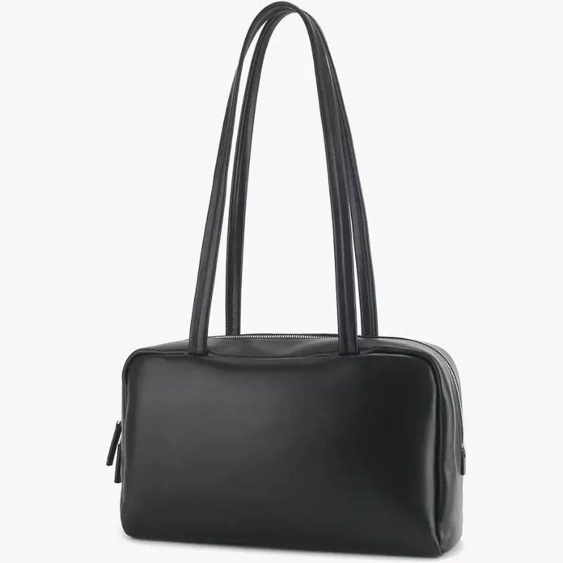 Sheepskin leather bowling bag luxury designer Boston commuter simple shoulder armpit bag women's leather material image 6