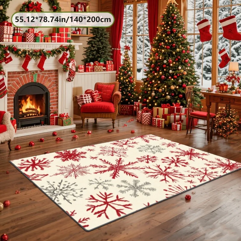 Stylish 2D Printed Christmas Home Decor Rug, Commercial‑Grade Versatile Floor Mat for Living Room Sofa Bedroom Bedside Entryway