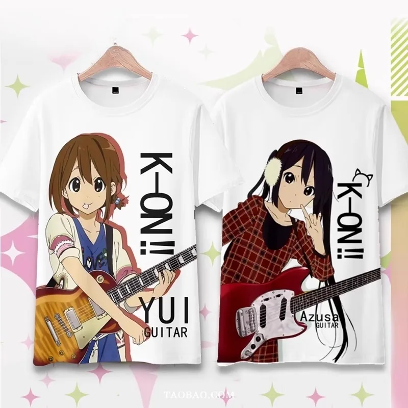 Camiseta con estampado de K-ON de Anime para hombre y mujer, camiseta Unisex de Hirasawa Yui Tainaka Ritsu Kotobuki Tsumugi Nakano Azusa Akiyama Mio Cos Kawaii