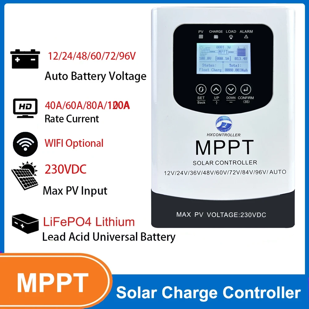 

Ship From Poland BR US 40A 60A 80A 100A 230VDC MPPT Solar Charge Controller Support 12V 24V 48V 60V 72V 84V 96V Lifepo4 Lithium