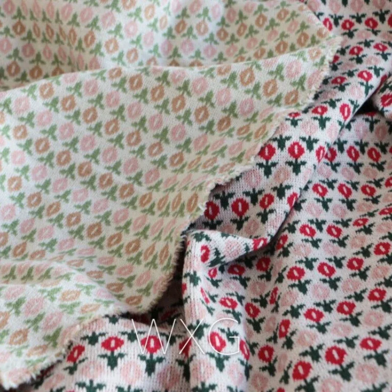 

Шерстяная трикотажная ткань, зимнее вязание с маленьким цветком, четырехстороннее эластичное платье, ветровка, пальто, шитье своими руками, оптовая продажа, ткань на метр