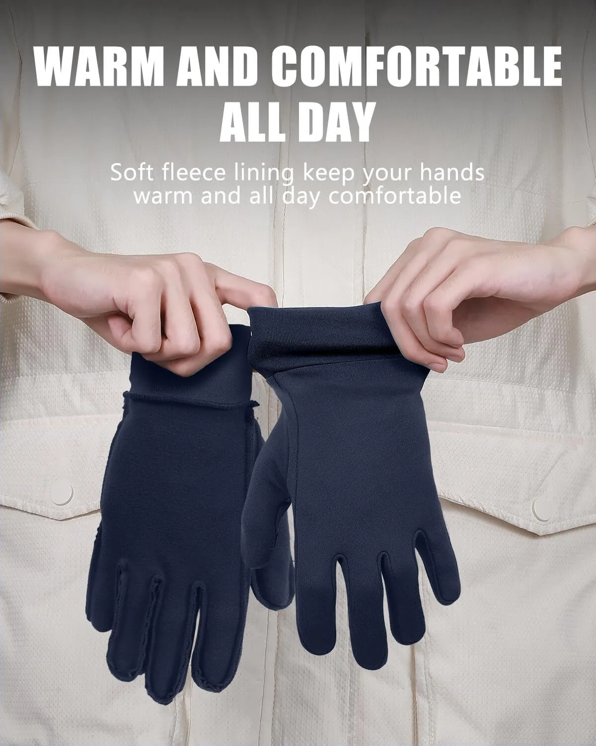 قفازات شتوية خفيفة الوزن من Aegend للرجال والنساء، قفازات جري دافئة، بطانات قفازات حرارية تعمل باللمس لقيادة الطقس البارد، C #6