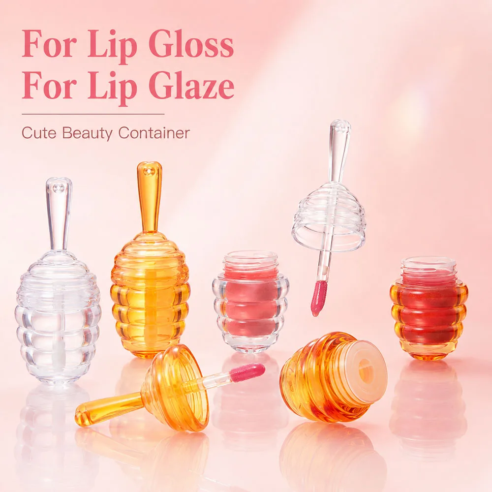 20PCS 5ML Empty Honey Pots Shaped Lip Gloss Tube Refillable Lip Glaze Container for Beauty Cute Portable Travel Dispenser Bottle view 5