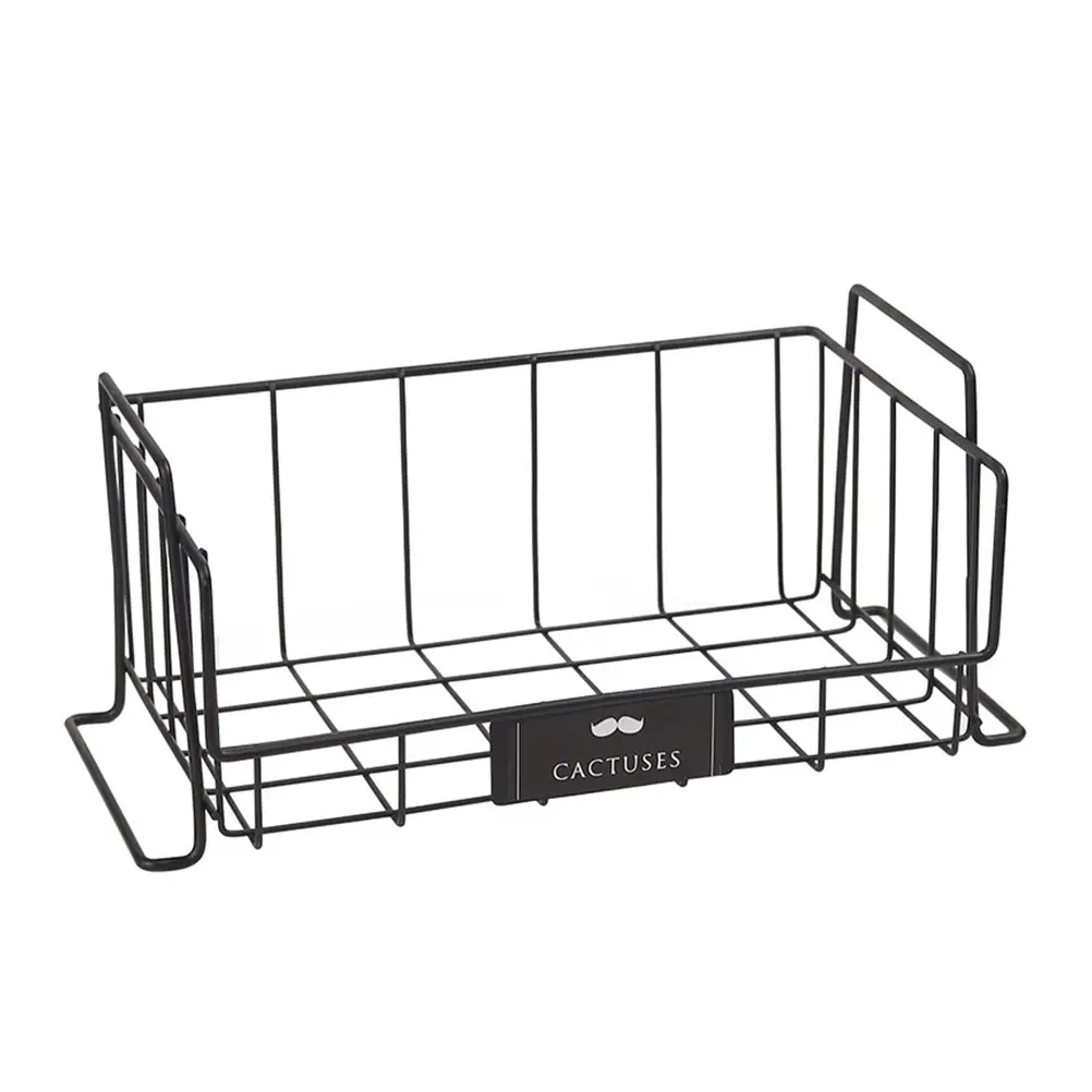 

Iron Art Storage Basket Desktop Organizer Basket Stylish Breathable Hollow Design Snacks Sundries Container