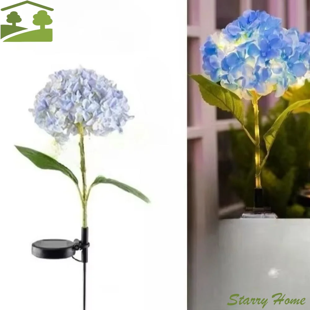 

Realistic LED Hydrangea Lights Simulated Flower Landscape Decoration Solar Embroidered Flower Lamp Waterproof Solar Powered