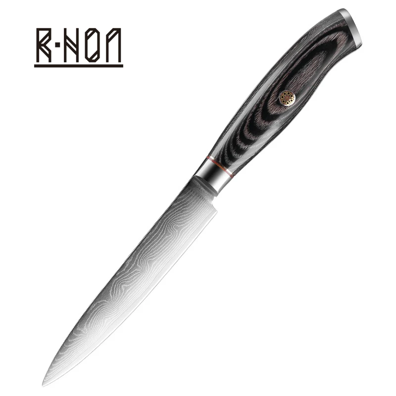 RHON Utility Knife 5inch VG10 67Layer Damascus Steel Multi-purpose Home Kitchen Meat Slicing Vegetable Paring Fruit Knives