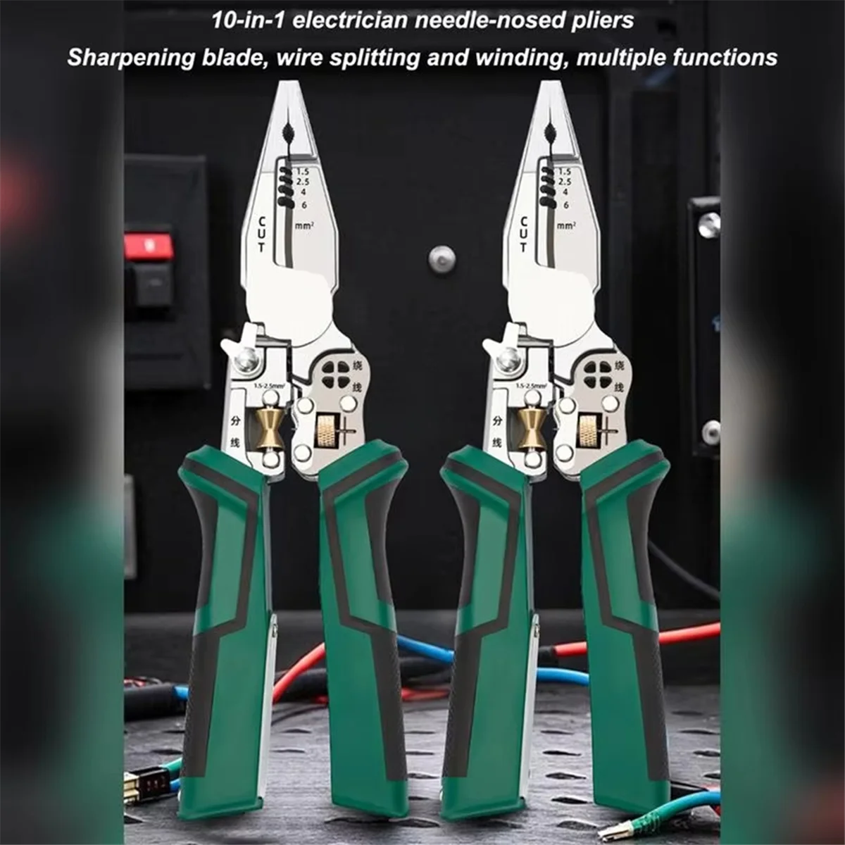 

Инструмент для резки проволоки AA98 10 в 1, плоскогубцы для зачистки электрического кабеля, тестер напряжения, ножницы с функцией измерения электричества