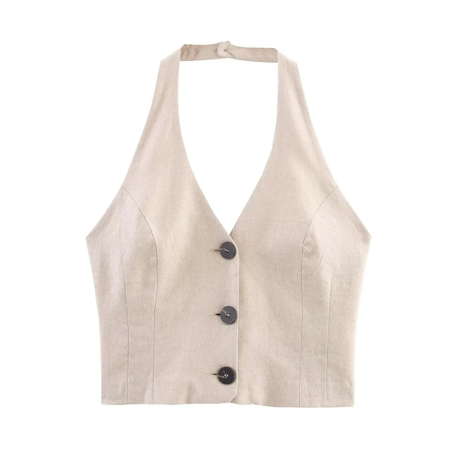 2025 Summer Women's Suit New Women's Clothing Temperament Vest with Bow Decoration Paired with Linen Temperament Mid Skirt