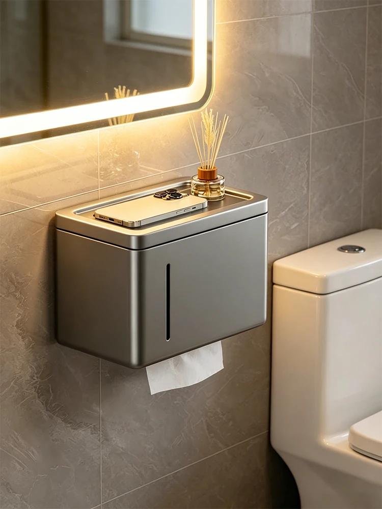 Wall Mounted Toilet Paper Dispenser Box Bathroom Storage Rack Toilet Tissue Box