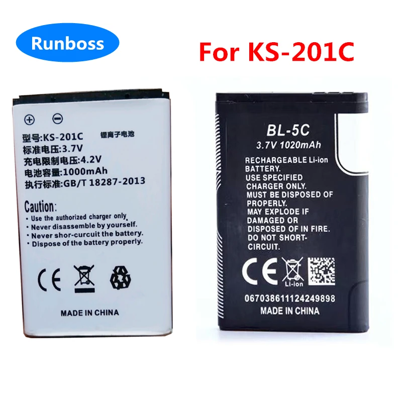 

New 1000mAh 3.7V For KS-201C Cat Eye Lithium Battery BL-5C Cadiz R15 R01 Burglar Proof Door Bell Visual Board for RETRO MINI