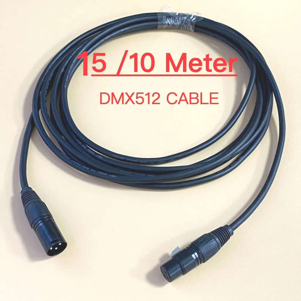 

15M 10M DMX Cable For DJ Audio Stage Lights Foil Shield 3Pin XLR Connector DMX Signal Transfer Console Moving Head Smoke Machine