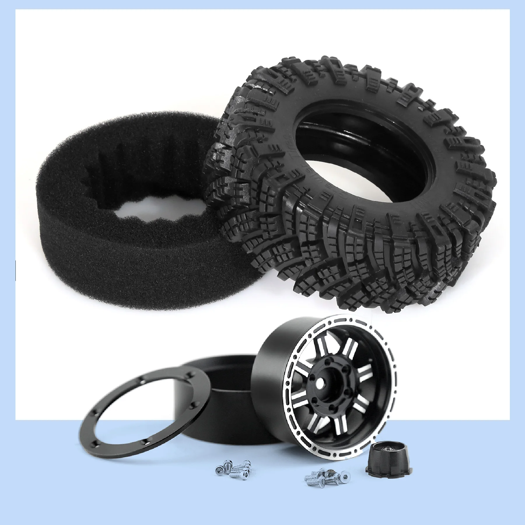 RC Car 4 Uds 98mm 1,9 "metal Beadlock llanta de rueda juego de neumáticos de goma para 1/10 RC Crawler Traxxas TRX4 RC4WD D90 D110 Axial SCX10 MST