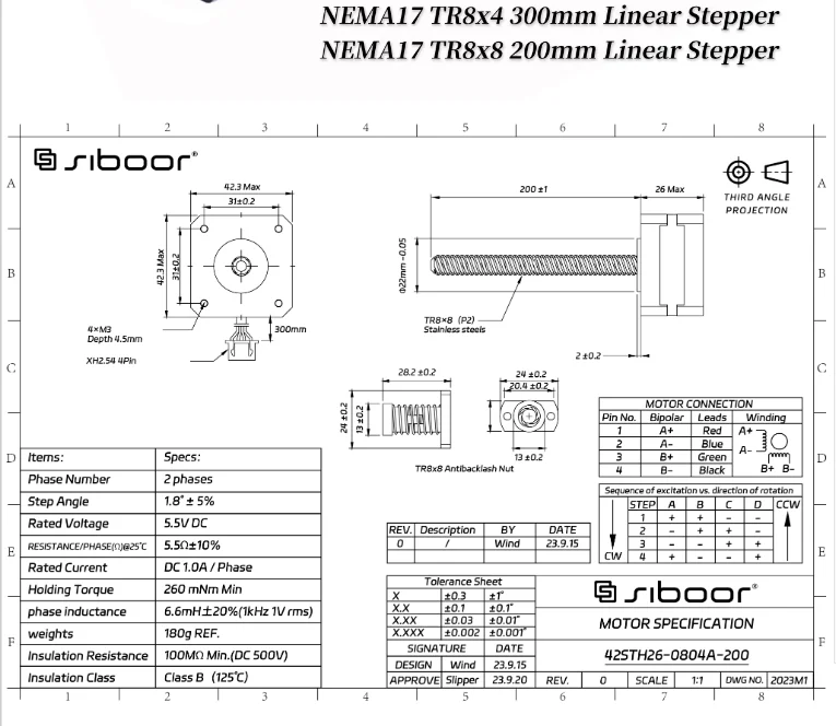 Винтовой двигатель VORON Trident NEMA17 TR8 × 8 200 мм/TR8x4 300 мм, линейный шаговый двигатель для серии 3D принтера VORON 0,1/0,2 Trident