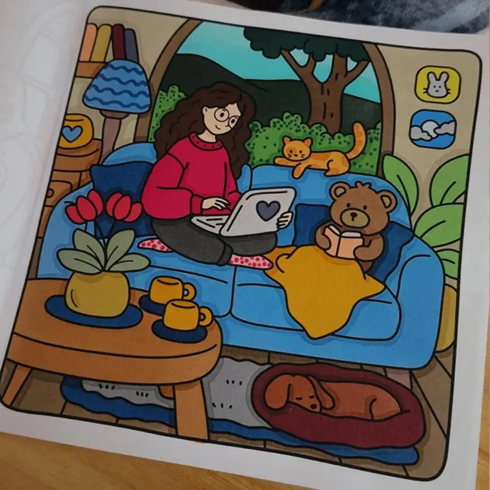 كتاب تلوين كرتوني لتخفيف التوتر، كتاب رسم جرافيتي تعليمي، هدية رسم مونتيسوري للبالغين والمراهقين #1