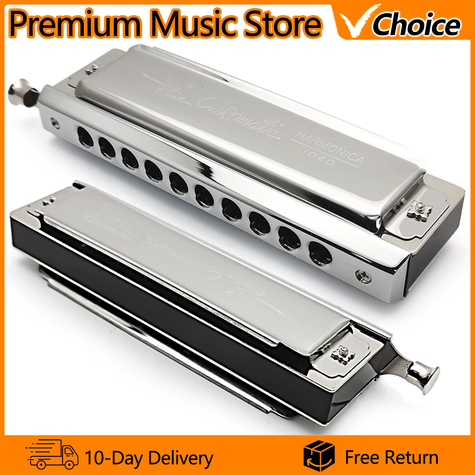 

SWAN Harmonica SW1040 Chromatic Blues Harmonica Professional 10 Holes 40 Tones C Key Harmonica Woodwind Instrument with Box
