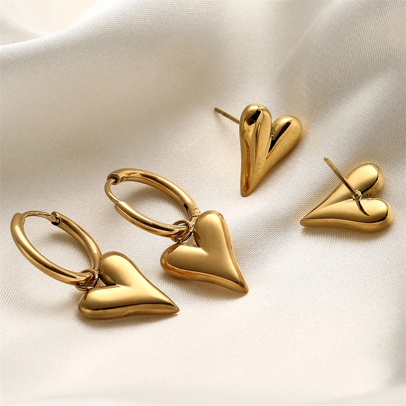 ZAKOL-pendientes de acero inoxidable con forma de corazón amoroso para mujer y niña, colgantes de Color dorado, accesorios de orejas de Metal occidentales, regalos de joyería