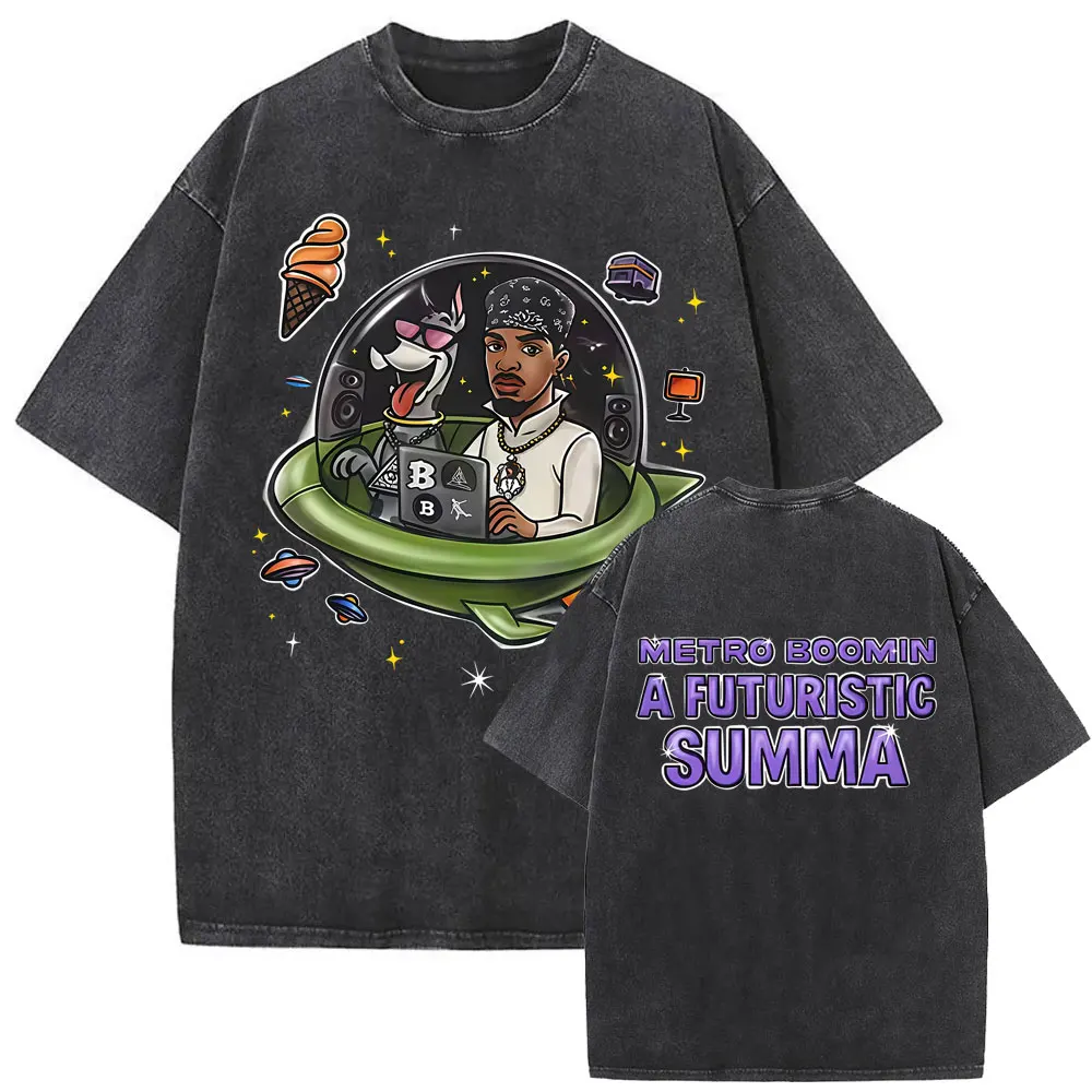 مغني الراب المستقبل مترو بومين نحن لا نثق بك الجرافيك تي شيرت الرجال الهيب هوب خمر غسلها القديمة عادية O طوق المتضخم التي شيرت