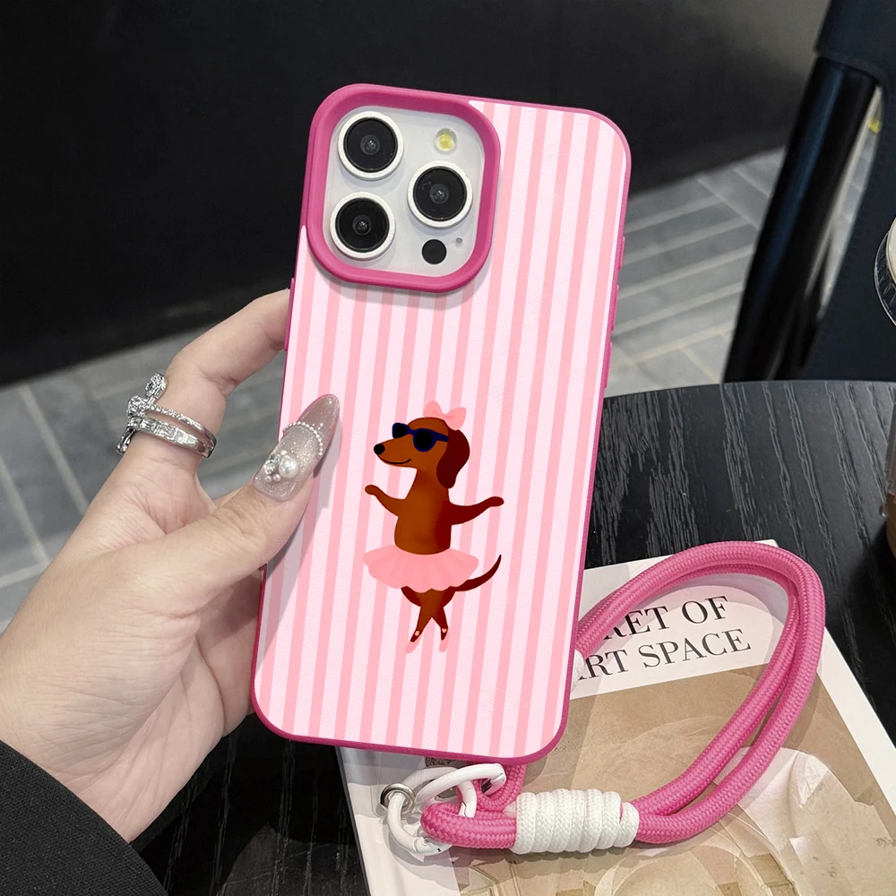 Phone Cases With Straps - 스트라이프 발레 강아지 스트랩 로프 폰