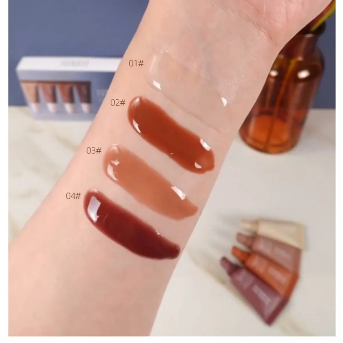 مرآة مرطبة ملمع شفاه ملمع شفاه فانيليا وردي سكر قهوة كعكة رائحة أحمر شفاه مكياج زيتي شفاف