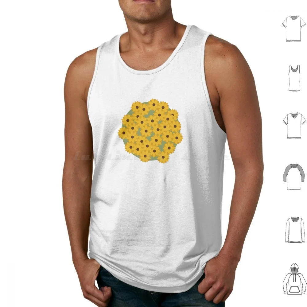 Flowers Field Tank Tops Vest Sleeveless Flowers Flower Field Sunflower Sunflowers Vector Cartoon Yellow