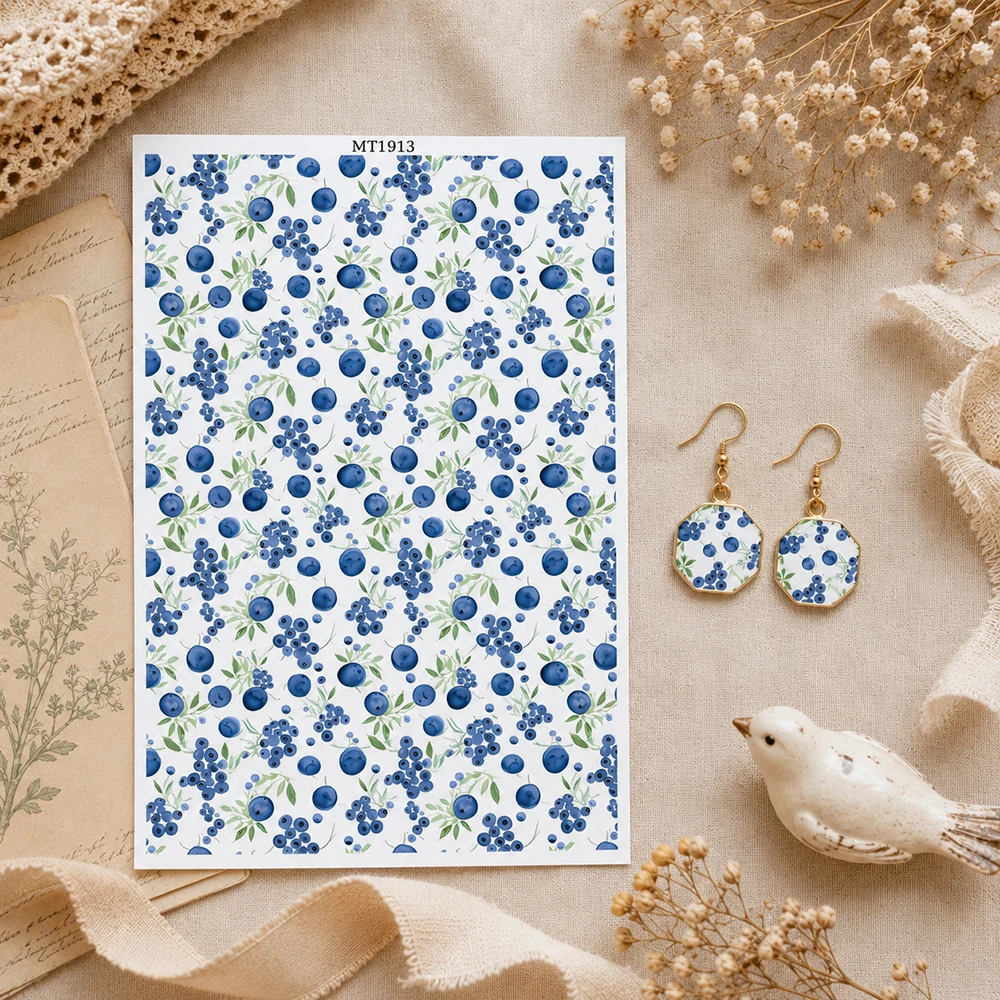 Christmas Theme Flower Polymer Clay Transfer Paper Water Soluble Disposable Stickers Printing Paper Earrings Jewelry Making