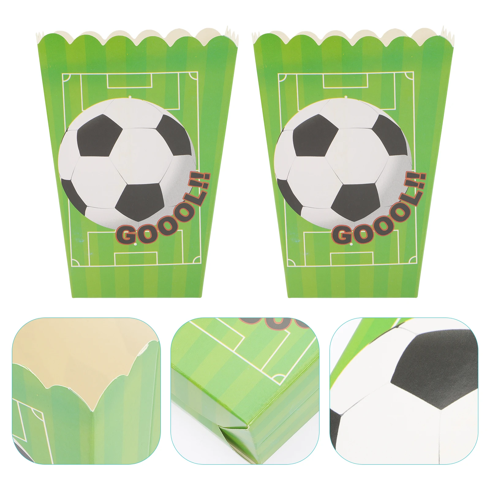 

30 Pcs Popcorn Boxes Green Football Party Supplies Paper Containers Snack Buckets Movie Night Treat Bags Lightweight for Candy