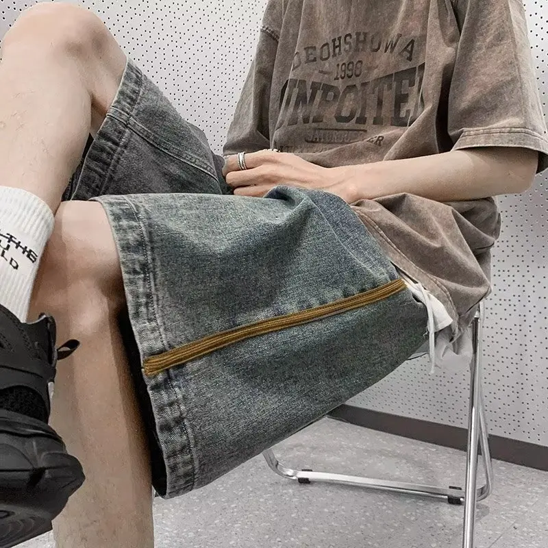 Youth trendy five-point pants fashionable jeans simple Harajuku men's temperament new trend summer trend ins Japanese