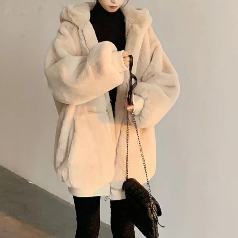 Women Black Thick Faux Fur Jacket Colorblock Autumn Winter Maxi Coat Long Warm Luxury Belt Fur Parkas Bontjas Furry Outerwear